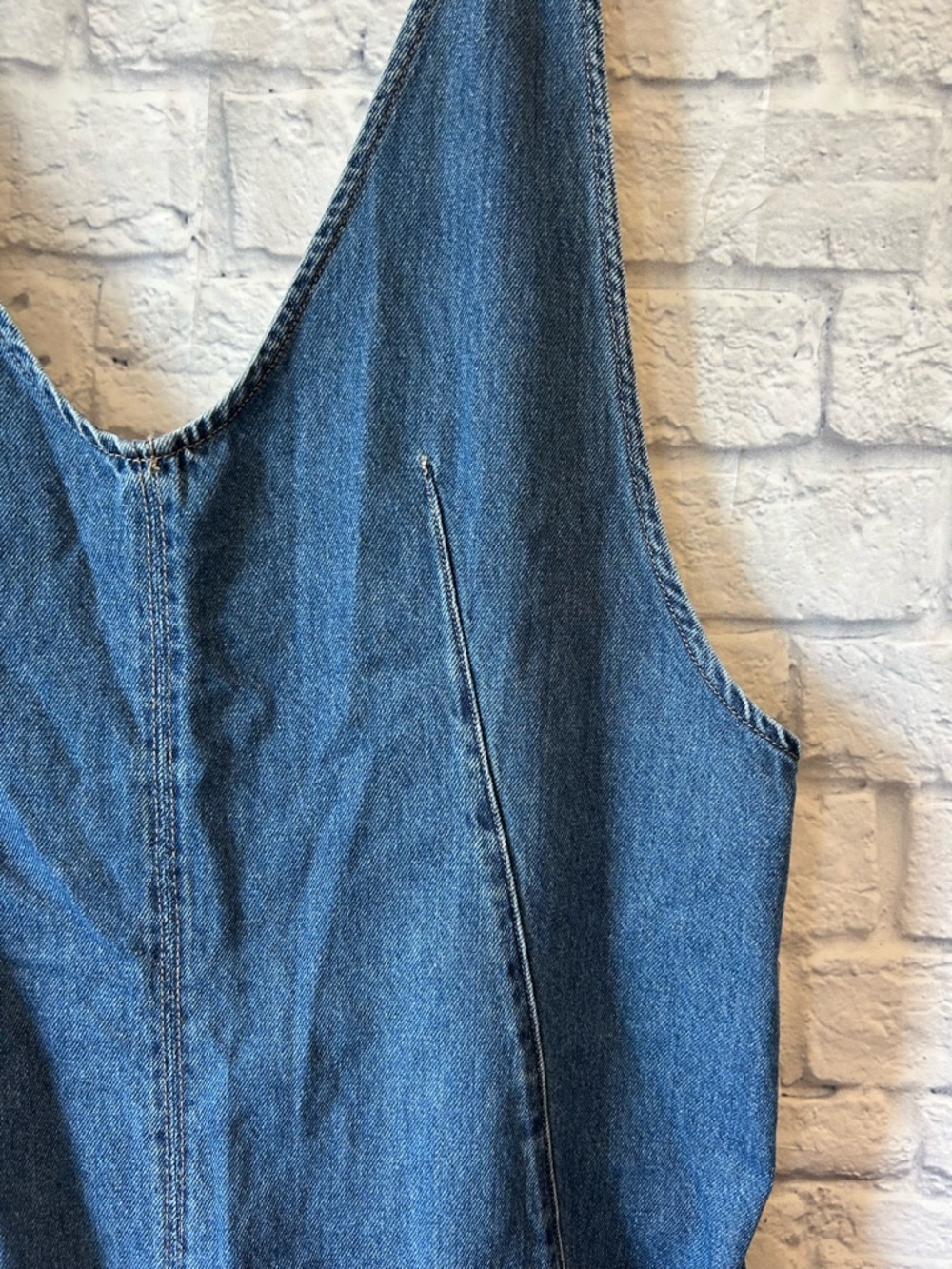 NWT Free People We The Free Highroller Shortall, blue denim, size large - Picture 5 of 8